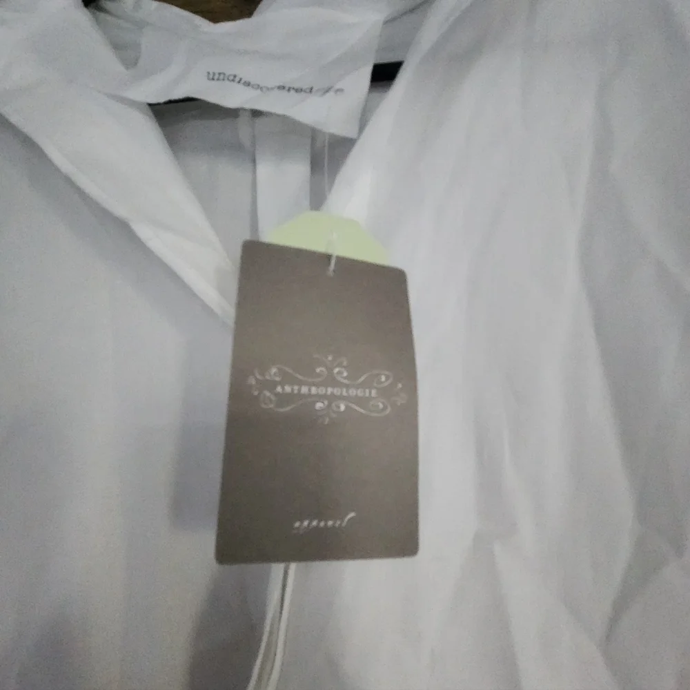 NWT Anthropologie Beautiful White Long Button Up - Picture 6 of 8